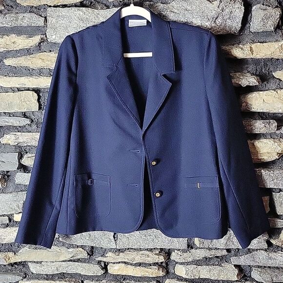 Women's Alfred Dunner blazer suit jacket navy blue size 12 petite - Picture 1 of 8
